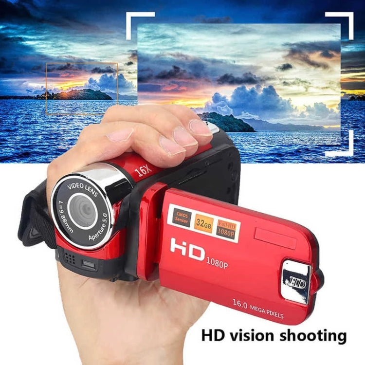 16X Digital Zoom HD 16 Million Pixel Home Travel DV Camera, UK Plug (Red) - Video Cameras by PMC TechLife | Online Shopping South Africa | PMC TechLife