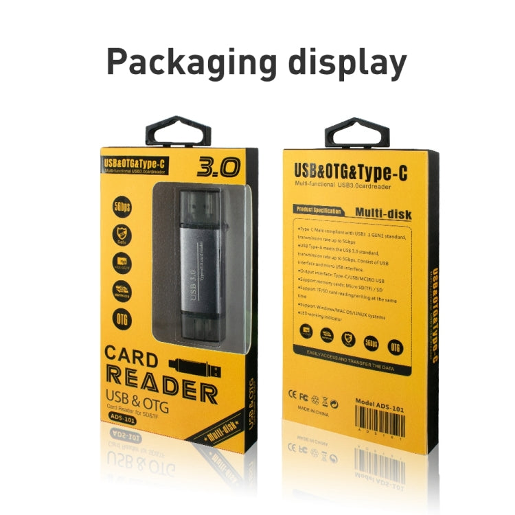 ADS-101 USB 3.0 Multi-function Card Reader(Grey) - by PMC Jewellery | Online Shopping South Africa | PMC Jewellery | Buy Now Pay Later Mobicred