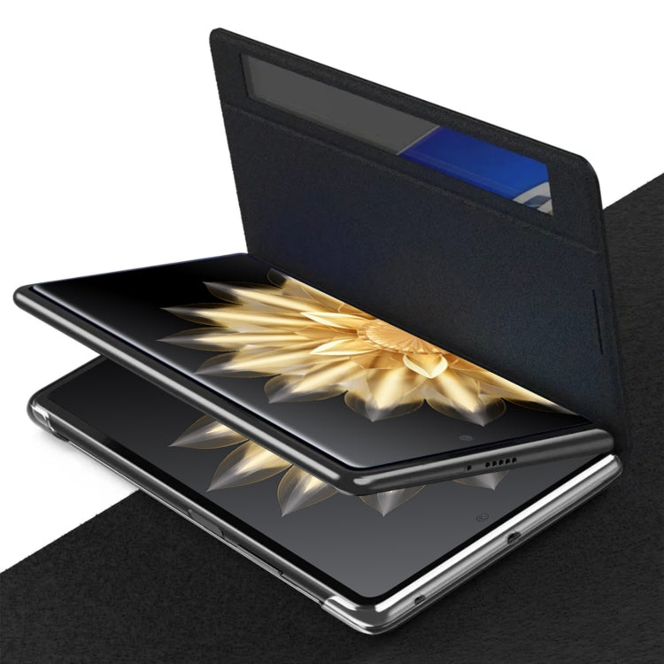 For Honor Magic V2 Smart View Window Plain Leather Phone Case(Black) - Honor Cases by PMC TechLife | Online Shopping South Africa | PMC TechLife