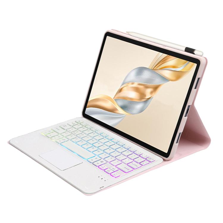For Honor Pad X9 Pro 11.5 AH28-AS Ultra-thin Detachable Backlight Bluetooth Keyboard Leather Tablet Case with Touchpad(Pink White) - free shipping - PMC TechLife - Order now!