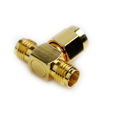 SMA Male to 2 SMA Female Adapter (T Type), Gold Plated(Yellow) - Connectors by PMC TechLife | Online Shopping South Africa | PMC TechLife