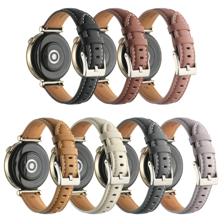 For Huawei Watch GT4 41mm 18mm Thread Pin Buckle Leather Watch Band(Light Brown) - Watch Bands by PMC TechLife | Online Shopping South Africa | PMC TechLife
