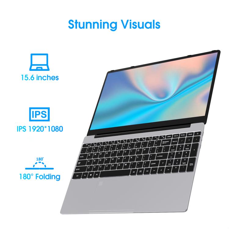 N5095 15.6 inch Laptop, 16GB+512GB, Windows 11 Intel Celeron N5095 Quad Core, Support Fingerprint Unlock, US Plug (Silver) - free shipping - PMc TechLife - Order now!