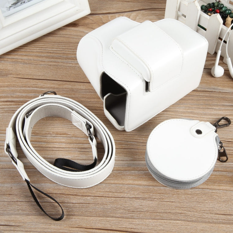 For Canon EOS R50 Full Body Magnetic Leather Camera Case Bag with Strap, Deluxe Edition(White) - Leather Bag by PMC TechLife | Online Shopping South Africa | PMC TechLife