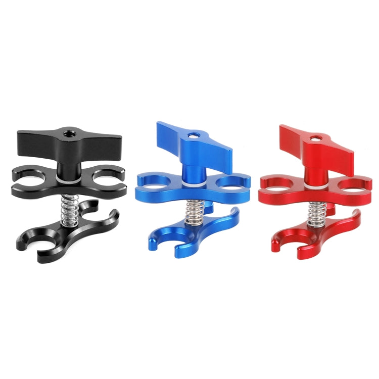 PULUZ Dual Ball Clamp Open Hole Diving Camera Bracket CNC Aluminum Spring Flashlight Clamp for Diving Underwater Photography System(Red) - Diving Accessories by PULUZ | Online Shopping South Africa | PMC TechLife | Buy Now Pay Later Mobicred