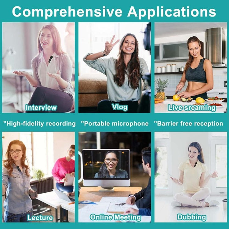 One by Two Lavalier Wireless Noise Reduction Microphone for Phone / Camera / Laptop / MacBook with 3.5mm Receiver - free shipping - PMC TechLife - Order now!