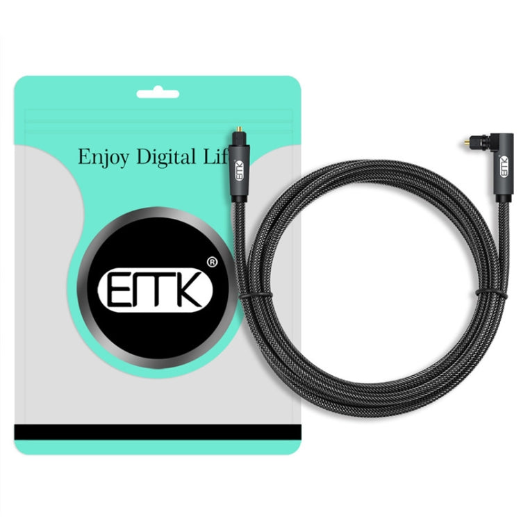 EMK 90 Degree Swivel Adjustable Right Angled 360 Degrees Rotatable Plug Nylon Woven Mesh Optical Audio Cable, Cable Length:2m(Black) - Audio Optical Cables by EMK | Online Shopping South Africa | PMC TechLife | Buy Now Pay Later Mobicred