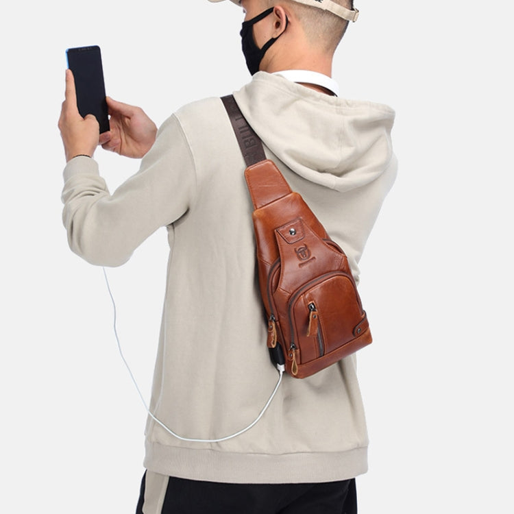 BULL CAPTAIN 129 First-Layer Cowhide Men Soft Chest Bag Outdoor Casual Messenger Bag(Red Brown) - free shipping - PMC TechLife - Order now!