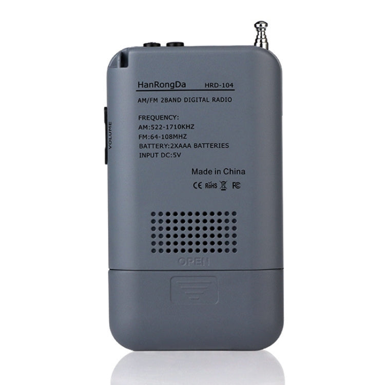 HRD-104 Mini Portable FM + AM Two Band Radio with Loudspeaker(Grey) - Radio Player by PMC TechLife | Online Shopping South Africa | PMC TechLife