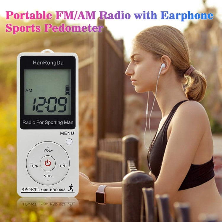 HRD-602 Digital Display FM AM Mini Sports Radio with Step Counting Function (Black) - Radio Player by PMC Jewellery | Online Shopping South Africa | PMC Jewellery | Buy Now Pay Later Mobicred