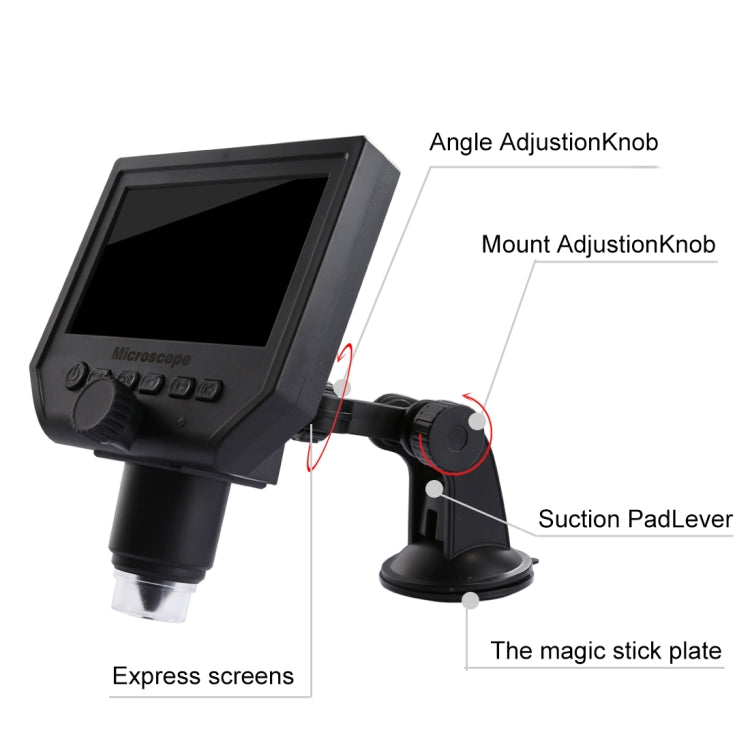 G600 600X 3.6MP 4.3 inch HD LCD Display USB Charging Portable Digital Microscope with LED Light, Support Micro SD Card(64GB Max), US Plug, AC 100-240V - Digital Microscope by PMC Jewellery | Online Shopping South Africa | PMC Jewellery | Buy Now Pay Later Mobicred