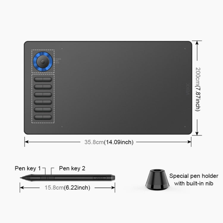 VEIKK A15PRO 10x6 inch 5080 LPI Type-C Interface Smart Touch Electronic Graphic Tablet (Blue) - free shipping - PMC Jewellery - Order now!