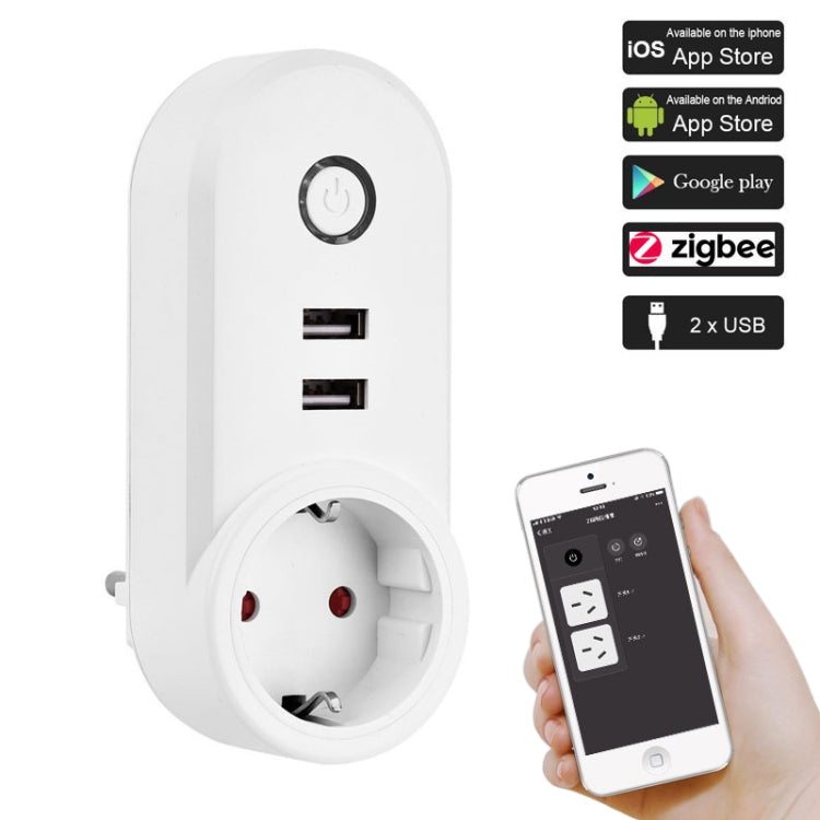 ZigBee 3.0 Dual USB Smart Socket Switch, EU Plug (White) - Smart Socket by PMC Jewellery | Online Shopping South Africa | PMC Jewellery | Buy Now Pay Later Mobicred