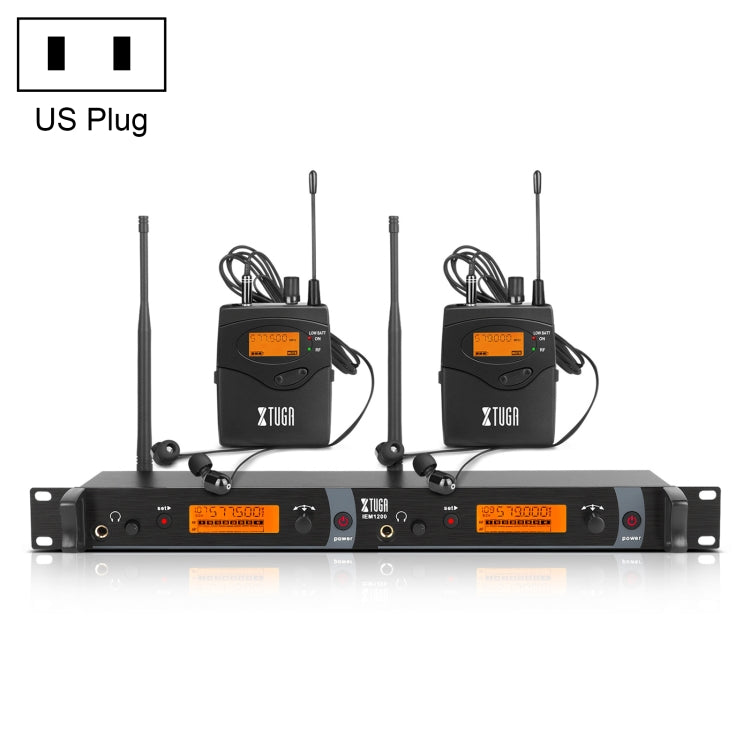 XTUGA IEM1200 Wireless Transmitter 2 Bodypack Stage Singer In-Ear Monitor System(US Plug) - Microphone by XTUGA | Online Shopping South Africa | PMC Jewellery | Buy Now Pay Later Mobicred