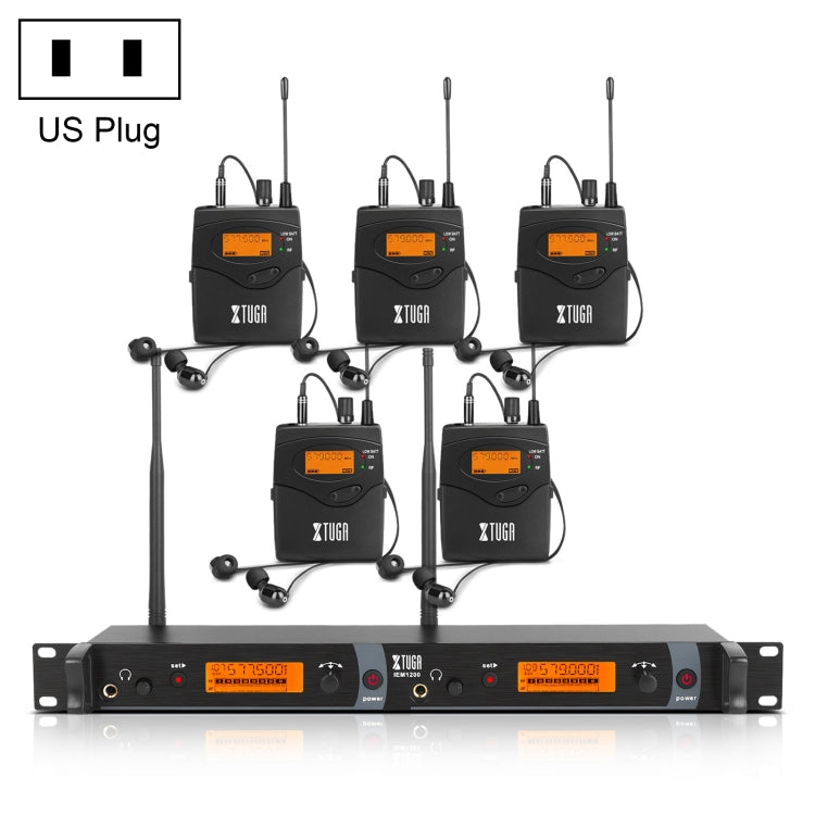 XTUGA IEM1200 Wireless Transmitter 5 Bodypack Stage Singer In-Ear Monitor System(US Plug) - Microphone by XTUGA | Online Shopping South Africa | PMC Jewellery | Buy Now Pay Later Mobicred