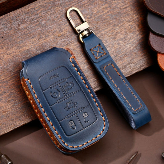 For Dodge Ram 6-button C163 Car Key Leather Protective Case (Blue) - Car Key Cases by PMC Jewellery | Online Shopping South Africa | PMC Jewellery | Buy Now Pay Later Mobicred