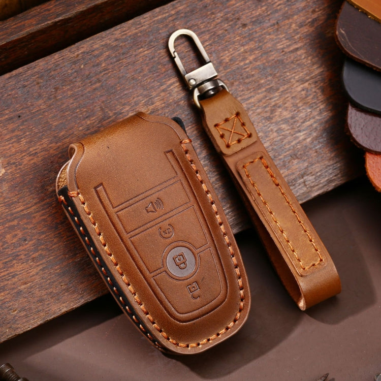 For Ford F-150 4-button C072 Car Key Leather Protective Case (Brown) - Car Key Cases by PMC Jewellery | Online Shopping South Africa | PMC Jewellery | Buy Now Pay Later Mobicred