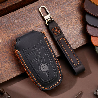 For Ford F-150 5-button C073 Car Key Leather Protective Case (Black) - Car Key Cases by PMC Jewellery | Online Shopping South Africa | PMC Jewellery | Buy Now Pay Later Mobicred