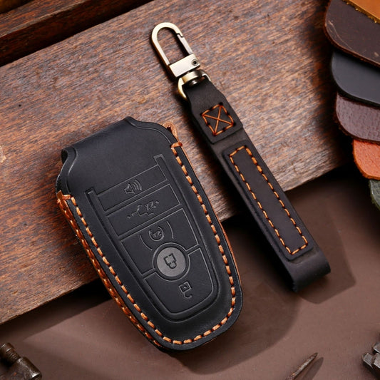 For Ford F-150 5-button C073 Car Key Leather Protective Case (Black) - Car Key Cases by PMC Jewellery | Online Shopping South Africa | PMC Jewellery | Buy Now Pay Later Mobicred