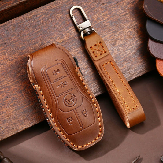 For Ford F-150 3-button C074 Car Key Leather Protective Case (Brown) - Car Key Cases by PMC Jewellery | Online Shopping South Africa | PMC Jewellery | Buy Now Pay Later Mobicred