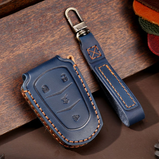 For Cadillac / CT5 / CT6 / XT6 4-button C086 Car Key Leather Protective Case (Blue) - Car Key Cases by PMC Jewellery | Online Shopping South Africa | PMC Jewellery | Buy Now Pay Later Mobicred