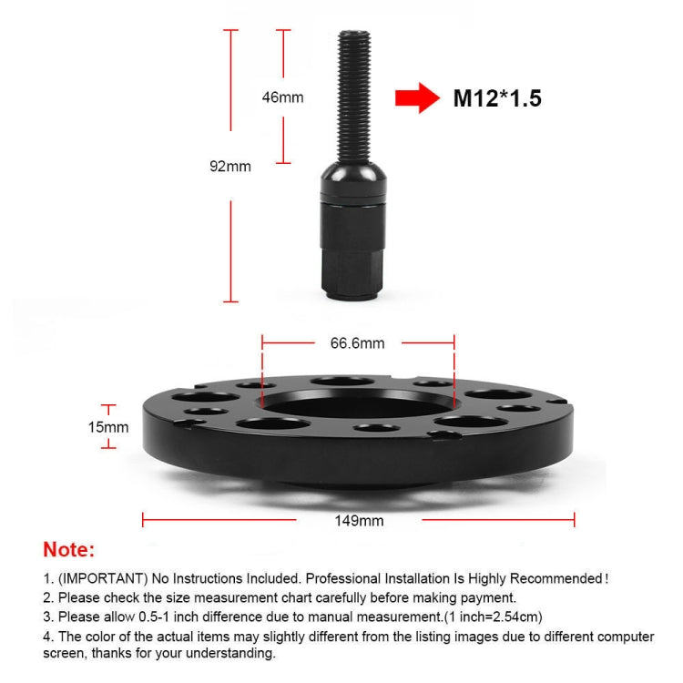 For Mercedes-Benz 15mm Car Modified Wheel Hub Flange Center Wheel Spacer with M12x1.5 Screws (Black) - Wheels Tires & Parts by PMC Jewellery | Online Shopping South Africa | PMC Jewellery | Buy Now Pay Later Mobicred