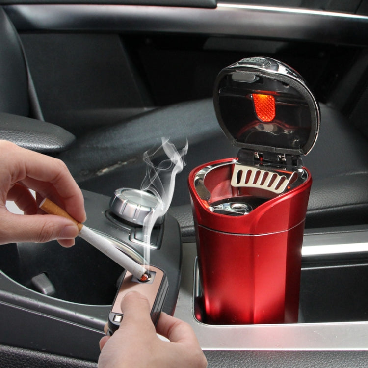 N12E Car Creative Ashtray Solar Power With Light And Cover With Cigarette Liighter (Red) - Ashtrays by PMC Jewellery | Online Shopping South Africa | PMC Jewellery | Buy Now Pay Later Mobicred