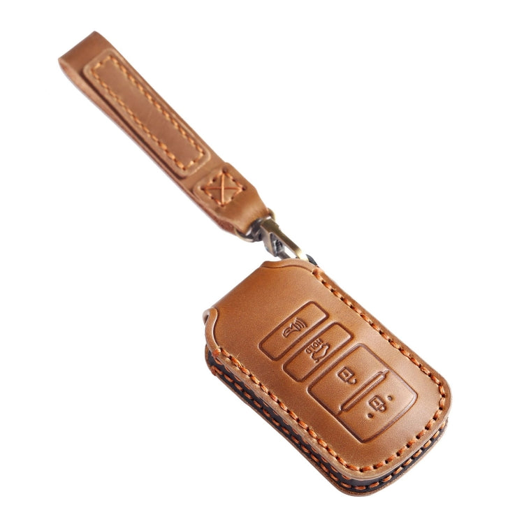 For Kia K4 Hallmo Car Cowhide Leather Key Protective Cover Key Case(Black) - Car Key Cases by Hallmo | Online Shopping South Africa | PMC TechLife | Buy Now Pay Later Mobicred
