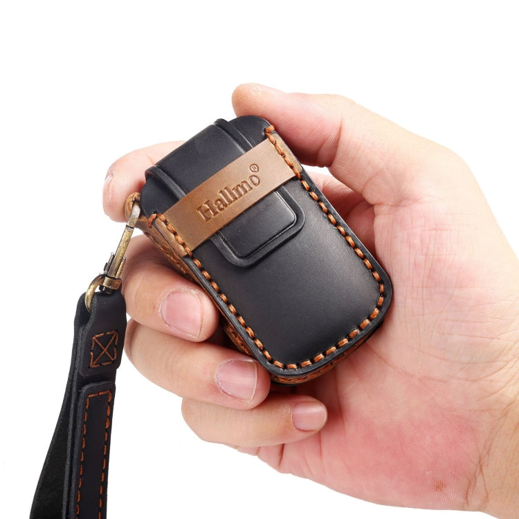 For Kia K4 Hallmo Car Cowhide Leather Key Protective Cover Key Case(Black) - Car Key Cases by Hallmo | Online Shopping South Africa | PMC TechLife | Buy Now Pay Later Mobicred