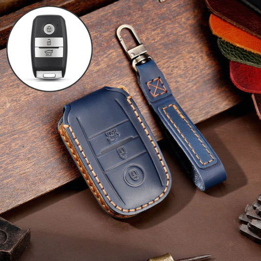 For Kia Sportage R / K5 / K4 / K2 / KX3 Hallmo A Style Car Cowhide Leather Key Protective Cover Key Case(Blue) - Car Key Cases by Hallmo | Online Shopping South Africa | PMC Jewellery | Buy Now Pay Later Mobicred