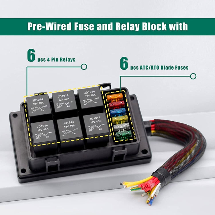 12V 4 Pin Car 6 Slots IP66 Waterproof Relay Fuse Box with Cable - Fuse by PMC Jewellery | Online Shopping South Africa | PMC Jewellery | Buy Now Pay Later Mobicred