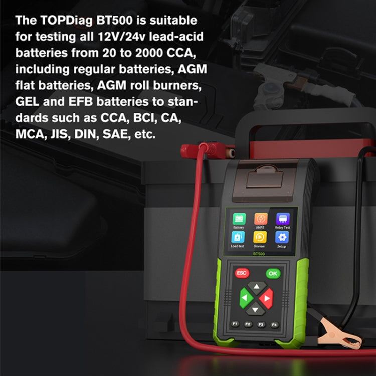 JDiag BT500 12-24V Car Battery Intelligent Analyzer Diagnostic Instrument with Printer - Electronic Test by PMC Jewellery | Online Shopping South Africa | PMC Jewellery | Buy Now Pay Later Mobicred