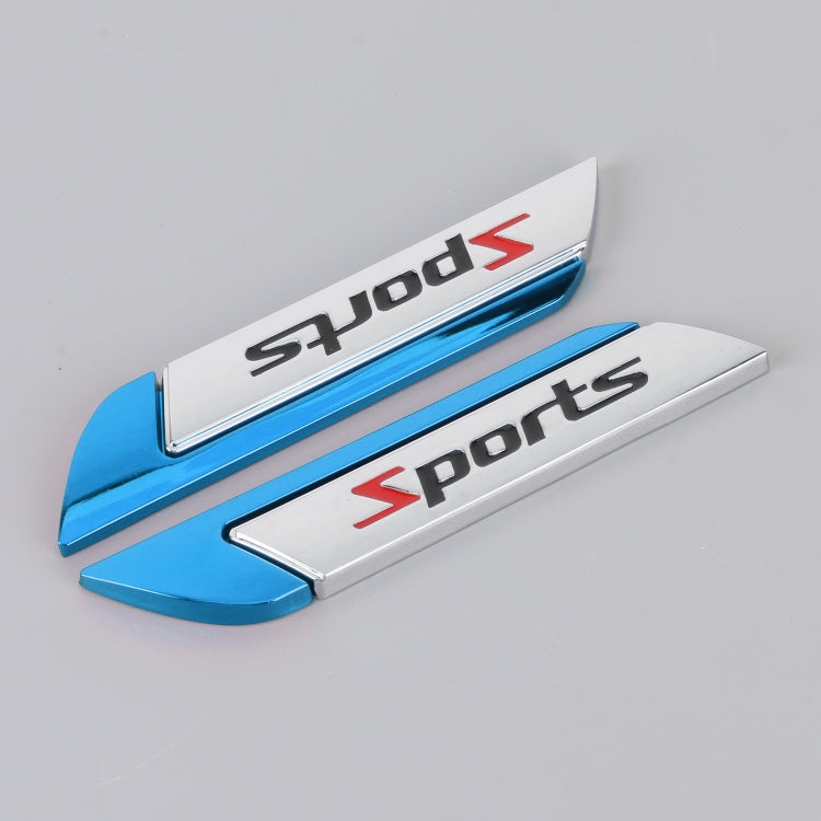 1 Pair Car SPORTS Personalized Aluminum Alloy Decorative Stickers, Size: 11.5 x 2.5 x 0.5cm (Blue) - 3D Metal Sticker by PMC Jewellery | Online Shopping South Africa | PMC Jewellery | Buy Now Pay Later Mobicred