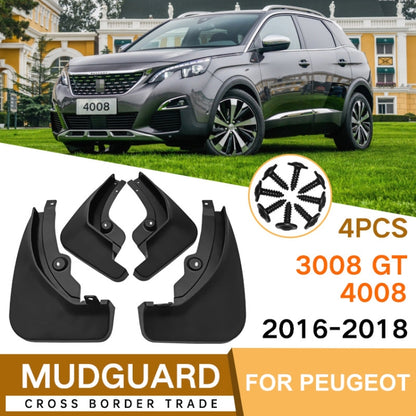 For Peugeot 4008 / 3008GT 2016-2021 4pcs/Set Car Auto Soft Plastic Splash Flaps Fender Guard - Mudguards by PMC Jewellery | Online Shopping South Africa | PMC Jewellery | Buy Now Pay Later Mobicred