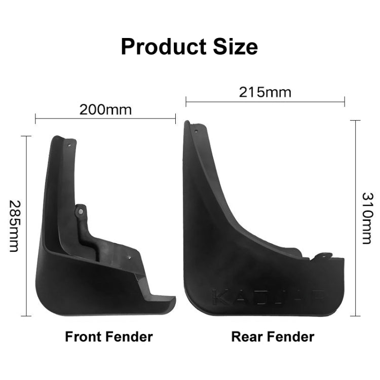 For Renault Kadjar 2016-2019 4pcs/Set Car Auto Soft Plastic Splash Flaps Fender Guard - Mudguards by PMC Jewellery | Online Shopping South Africa | PMC Jewellery | Buy Now Pay Later Mobicred