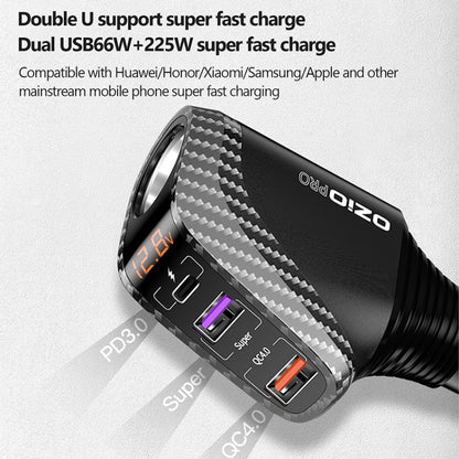 Ozio DY68TC 278W PD3.0 100W + Dual USB 66W+22.5W Carbon Fiber Pattern Car Charger - Car Charger by ozio | Online Shopping South Africa | PMC Jewellery | Buy Now Pay Later Mobicred