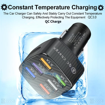 BK-360 6 in 1 QC3.0+3.1A USB luminescent Car Charger (Black) - Car Charger by PMC Jewellery | Online Shopping South Africa | PMC Jewellery | Buy Now Pay Later Mobicred