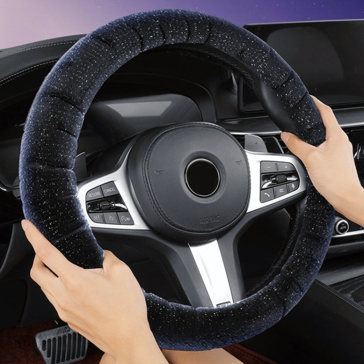 Round Style Car Universal Self Heating Plush Warm Anti-skid Steering Wheel Cover, Diameter: 38cm (Black) - Steering Wheel Accessories by PMC Jewellery | Online Shopping South Africa | PMC Jewellery | Buy Now Pay Later Mobicred