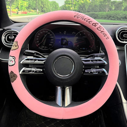 Round Style Car Universal Cartoon Pattern Plush Warm Anti-skid Steering Wheel Cover, Diameter: 38cm (Pink) - Steering Wheel Accessories by PMC Jewellery | Online Shopping South Africa | PMC Jewellery | Buy Now Pay Later Mobicred