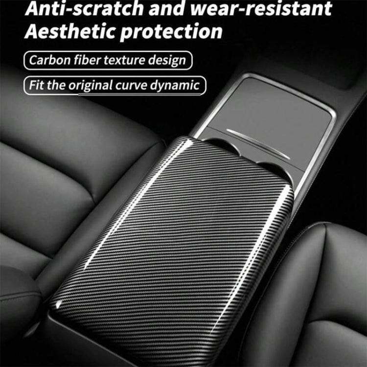 For Tesla Model 3 / Y Car Center Console Armrest Box Carbon Fiber Pattern Protective Cover - Car Interior Mouldings by PMC TechLife | Online Shopping South Africa | PMC TechLife | Buy Now Pay Later Mobicred