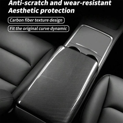 For Tesla Model 3 / Y Car Center Console Armrest Box Carbon Fiber Pattern Protective Cover - Car Interior Mouldings by PMC Jewellery | Online Shopping South Africa | PMC Jewellery | Buy Now Pay Later Mobicred