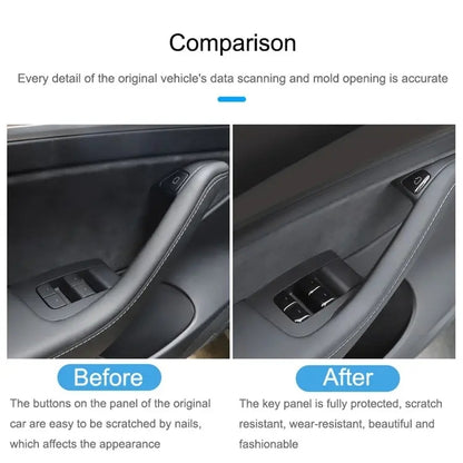 For Tesla Model 3 / Y 11pcs / Set Car Window Lift Button PU Adhesive Decorative Sticker - Car Interior Mouldings by PMC Jewellery | Online Shopping South Africa | PMC Jewellery | Buy Now Pay Later Mobicred