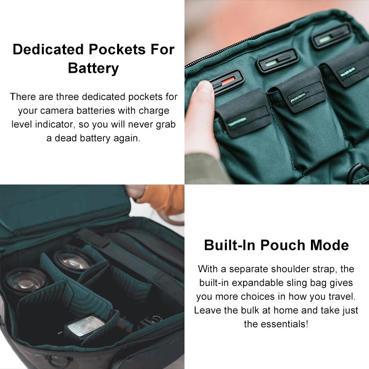 PGYTECH P-CB-020 2 in 1 Waterproof  Shockproof Outdoor Dual Shoulders Backpack + Single Shoulder Bag (Black) - free shipping - PMC TechLife - Order now!