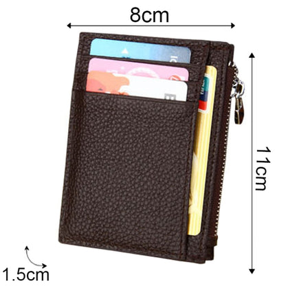 Cowhide Leather Solid Color Zipper Card Holder Wallet RFID Blocking Coin Purse Card Bag Protect Case, Size: 11*8*1.5cm (Coffee) - Antimagnetic RFID Package by PMC Jewellery | Online Shopping South Africa | PMC Jewellery | Buy Now Pay Later Mobicred