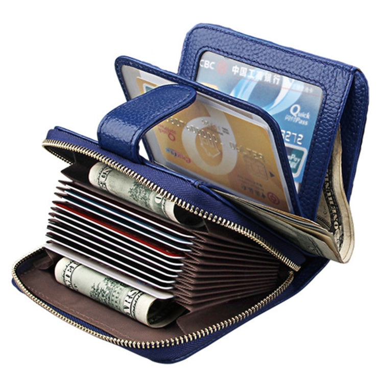 KB132 Female Style Full Grain Cow Leather Multifunctional RFID Wallet/ Card Bag/ Driving License Package(Blue) - Wallets by PMC Jewellery | Online Shopping South Africa | PMC Jewellery | Buy Now Pay Later Mobicred