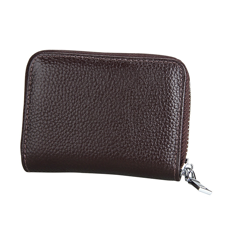 KB205 Antimagnetic RFID Litchi Texture Leather Zipper Large-capacity Card Holder Wallet(Coffee) - Antimagnetic RFID Package by PMC Jewellery | Online Shopping South Africa | PMC Jewellery | Buy Now Pay Later Mobicred