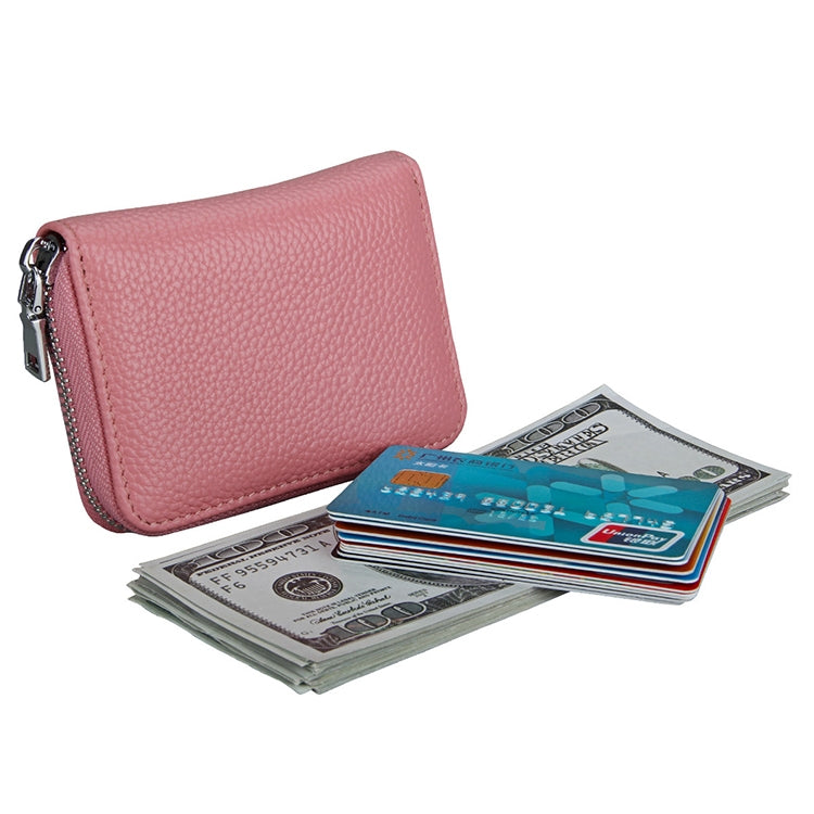 KB205 Antimagnetic RFID Litchi Texture Leather Zipper Large-capacity Card Holder Wallet(Pink) - Antimagnetic RFID Package by PMC Jewellery | Online Shopping South Africa | PMC Jewellery | Buy Now Pay Later Mobicred