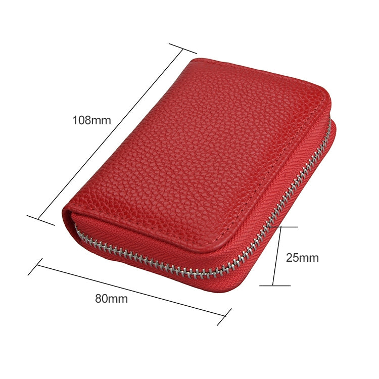 KB205 Antimagnetic RFID Litchi Texture Leather Zipper Large-capacity Card Holder Wallet(Red) - Antimagnetic RFID Package by PMC Jewellery | Online Shopping South Africa | PMC Jewellery | Buy Now Pay Later Mobicred