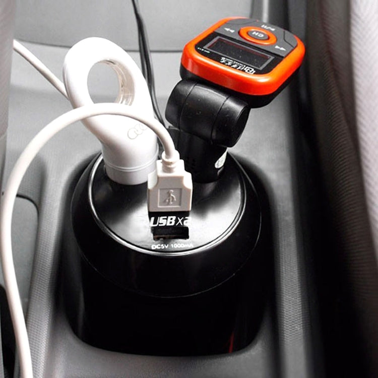 5V 1A+2.4A Two USB Ports & Two Car Cigarette Lighter Socket Car Charger with Holder Function - Cigar Socket by PMC Jewellery | Online Shopping South Africa | PMC Jewellery | Buy Now Pay Later Mobicred