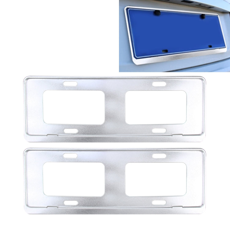2 PCS Car License Plate Frames Stainless Steel License Plate Frame(White) - License Plate Covers & Frames by PMC TechLife | Online Shopping South Africa | PMC TechLife | Buy Now Pay Later Mobicred